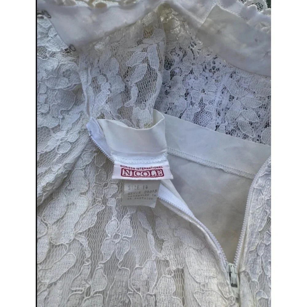Vintage Dorissa International Nicole Dress Lace Pearls Taffeta Party Hot Pink 14
